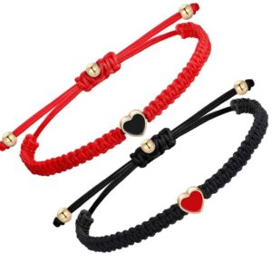 For When You Need Quiet Presence | 2Pcs Handmade Braided Rope Love Heart ?Couple Bracelet | AetherFate