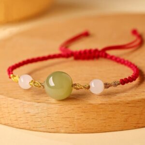 For When You Need Quiet Wisdom | Hetian Jade Black Onyx Red Agate Bead Braided Bracelet | AetherFate