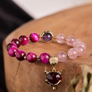 For When You Need Gentle Clarity | Strawberry Quartz Wealth-attuned Love Bracelet | AetherFate