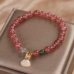 Soft Joy, Worn Daily. Strawberry Quartz Bracelet by AetherFate