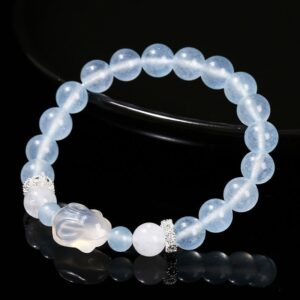 For When You Need Steady Presence | Blue Chalcedony White Agate Rabbit Emotional Balance Bracelet | AetherFate
