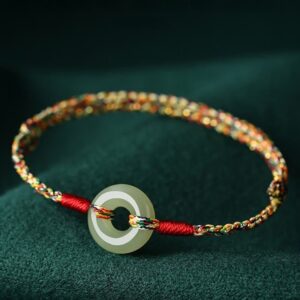 For When You Need Quiet Wisdom | Handmade Peace Buckle Jade Prosperity Colorful Rope Bracelet | AetherFate