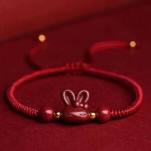 For When You Need Gentle Warmth | Handmade Cinnabar Chinese Rabbit Red Rope Bracelet | AetherFate
