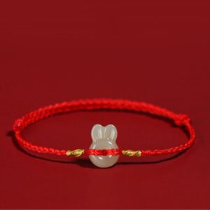 For When You Need Quiet Wisdom | Hetian Jade Cute Rabbit String Bracelet | AetherFate