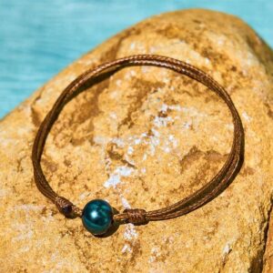 For When You Need Quiet Presence | Tahitian Black Pearl Bead Wax Rope Bracelet | AetherFate