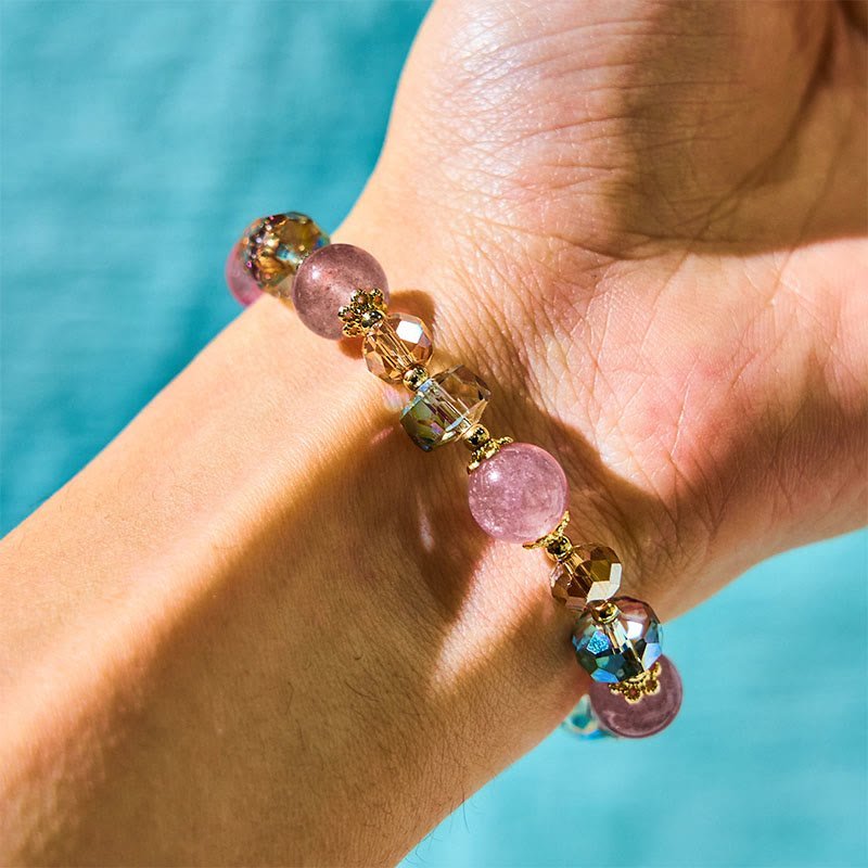 Strawberry Quartz & Crystal Bracelet | Your Quiet Daily Anchor for Soft Joy | AetherFate - Image 6