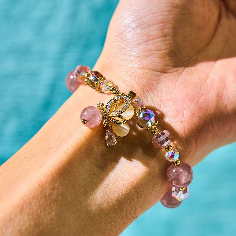 Soft Joy, Worn Daily. Strawberry Quartz Bracelet by AetherFate - Image 3