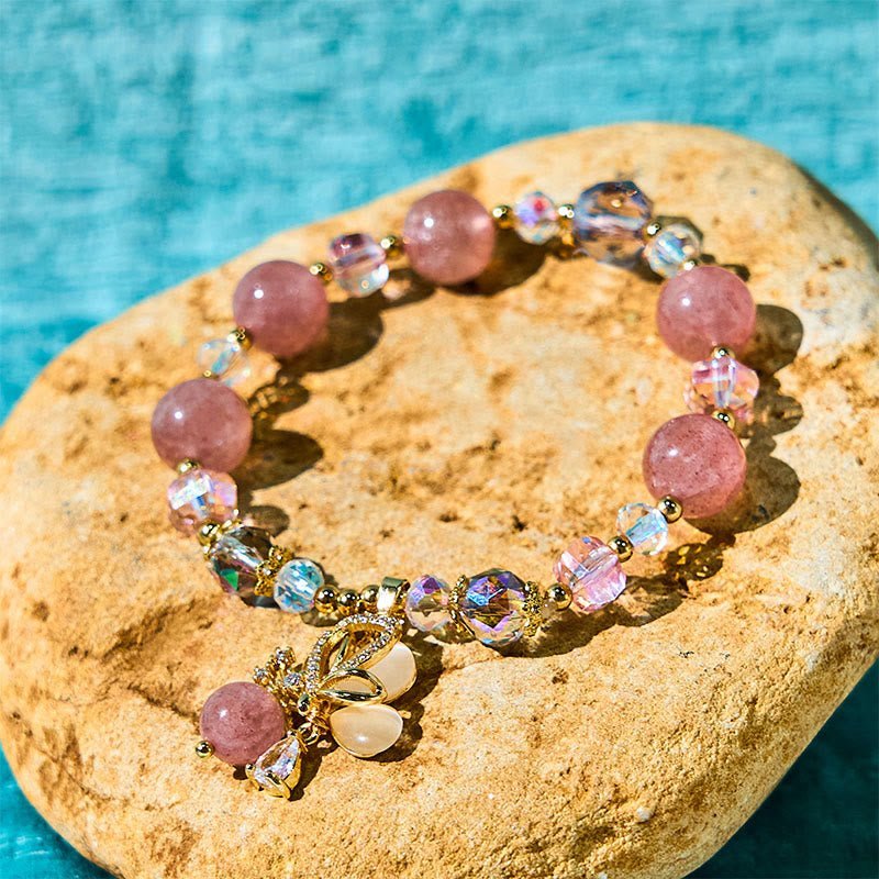 Soft Joy, Worn Daily. Strawberry Quartz Bracelet by AetherFate - Image 9