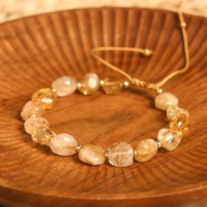 For When You Need Gentle Optimism | Irregular Shape Citrine Braid String Happiness Bracelet | AetherFate