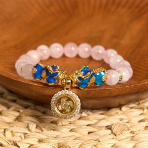 For When You Need Quiet Presence | Pink Crystal Color Change Double Wealth-attuned Cyclone Charm Warmth Bracelet | AetherFate