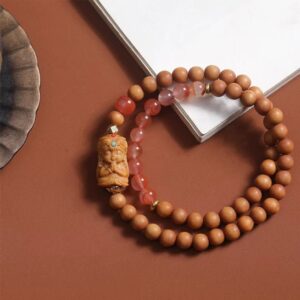 For When You Need Steady Presence | Tibetan Zakiram Goddess Of South Red Agate Sandalwood Fortune Bracelet | AetherFate