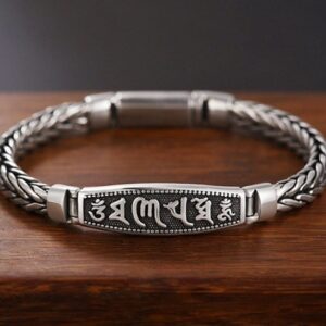 For When You Need Quiet Connection | Tibetan Copper Weave Om Mani Padme Hum Relief Vajra Peace Metal Bracelet | AetherFate