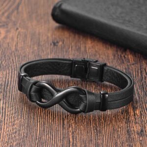 For When You Need Quiet Presence | Endless Knot Titanium Steel Strengthen Leather Buckle Bracelet | AetherFate