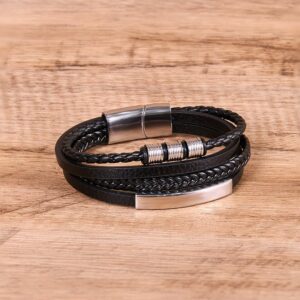 For When You Need Quiet Presence | Fashion Titanium Steel Leather Hand Woven Magnetic Buckle Strengthen Bracelet | AetherFate