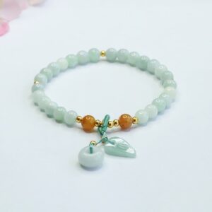 For When You Need Quiet Wisdom | Jade Beads Leaf Peace Buckle Prosperity Bracelet | AetherFate