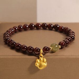 For When You Need Quiet Wisdom | Cat's Paw Garnet Hetian Jade Beads Purification Bracelet | AetherFate