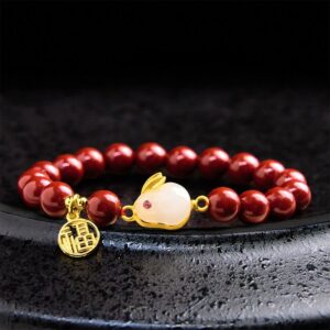 For When You Need Gentle Warmth | Cinnabar Rabbit Bunny Fu Character Blessing Bracelet | AetherFate