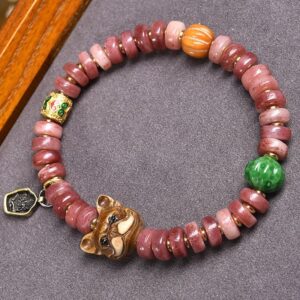 For When You Need Quiet Presence | Tibetan Camel Bone Purple Blood Beads Pug Bracelet | AetherFate