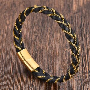 For When You Need Quiet Presence | Simple Design Titanium Steel Calm Braided Leather Buckle Bracelet | AetherFate