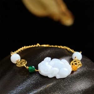 For When You Need Quiet Wisdom | Jade Wealth-attuned Carved Copper Coin Chain Bracelet | AetherFate