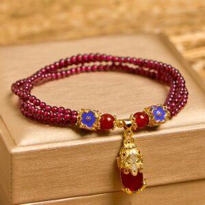 For When You Need Inner Warmth | 3mm Garnet Beads Wealth-attuned Flower Purification Multilayer Bracelet | AetherFate