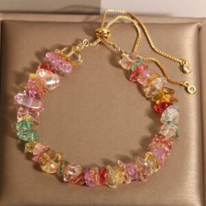 For When You Need Quiet Presence | Various Gravel Crystals White Crystal Blue Crystal Bracelet | AetherFate