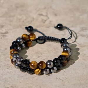 Steady Focus, Worn Daily. Tiger Eye & Onyx Bracelet by AetherFate