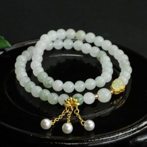 For When You Need Quiet Wisdom | Tianshan Jade Lotus Gourd Double Circle Prosperity Bracelet | AetherFate