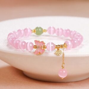 For When You Need Gentle Focus | Sterling Silver Cat's Eye Hetian Jade Butterfly Peace Lock Charm Peace Bracelet | AetherFate