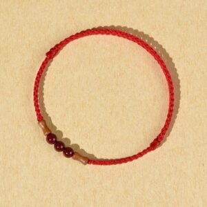 For When You Need Quiet Grounding | Cinnabar Beads Peach Wood Blessing String Bracelet | AetherFate