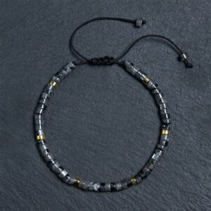 For When You Need Quiet Presence | Black Glitter Stone Courage Spacer Bead Bracelet | AetherFate