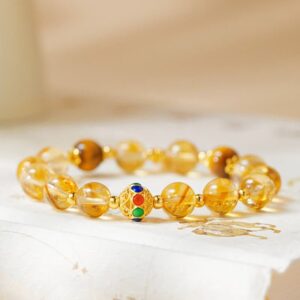 For When You Need Gentle Focus | Sterling Silver Fu Character Citrine Tiger Eye Bracelet | AetherFate