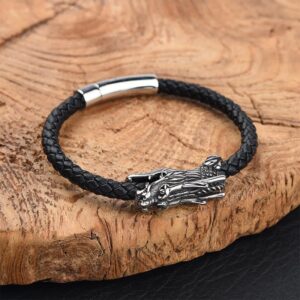For When You Need Quiet Presence | Dragon Leather Titanium Steel Strength Buckle Bracelet | AetherFate