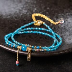 Buddha Stone 3mm Apatite Ultra-thin Beads 14k Gold Plated Copper Creativity Triple Wrap Bracelet | AetherFate