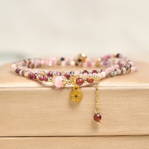 For When You Need Quiet Presence | 2.5 mm Irregular Beads Colored Tourmaline Coin Wisdom Bracelet | AetherFate