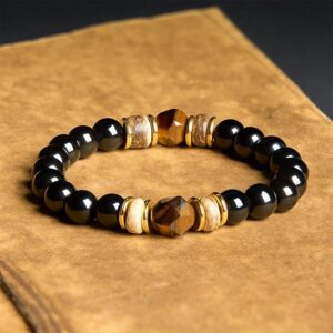 For When You Need Steady Focus — Tiger Eye & Obsidian Bracelet | AetherFate