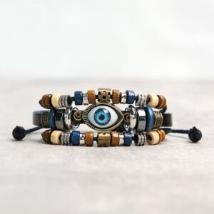 For When You Need Quiet Presence | Tibetan Evil Eye Leather Adjustable Bracelet | AetherFate