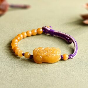 For When You Need Quiet Warmth | Golden Silk Jade Beads Wealth-attuned Bracelet | AetherFate