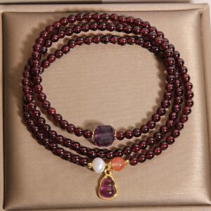 For When You Need Quiet Calm | Garnet Amethyst Gourd Multi-Layer Bracelet | AetherFate