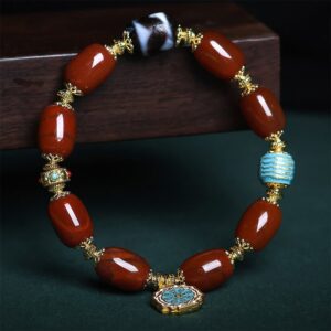 For When You Need Steady Presence | South Red Agate Bagua Dzi Bead Power Bracelet | AetherFate