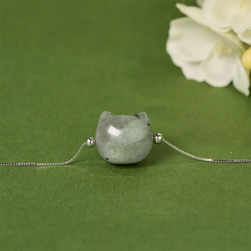 For When You Need Gentle Focus | Sterling Silver Faceless Cat Head Labradorite Bracelet | AetherFate - Image 4