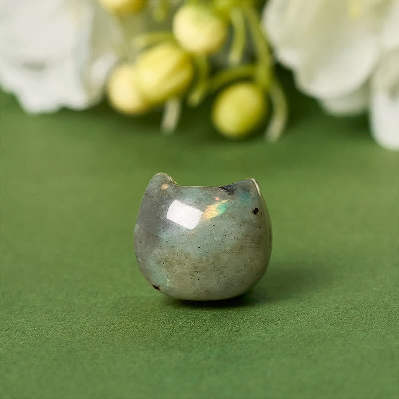 For When You Need Gentle Focus | Sterling Silver Faceless Cat Head Labradorite Bracelet | AetherFate - Image 7