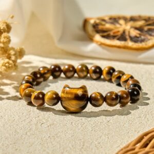 For When You Need Quiet Warmth | Cute Cat Tiger Eye Power Beads Bracelet | AetherFate