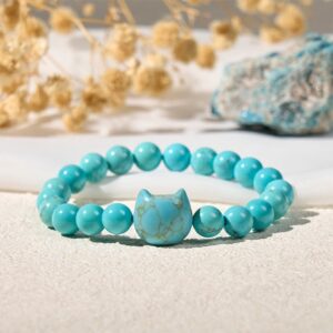 For When You Need Gentle Serenity | Cat Turquoise Strength Beads Bracelet | AetherFate
