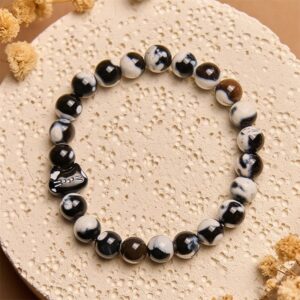 For When You Need Steady Presence | Black and White Cat Fire Agate Confidence Bracelet | AetherFate
