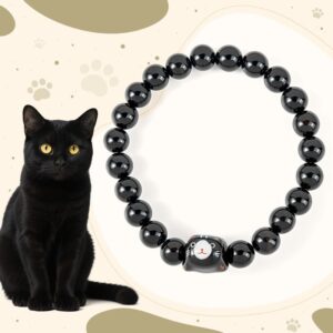 For When You Need Quiet Presence | Black Cat Black Onyx Ceramic Kitten Support Bracelet | AetherFate