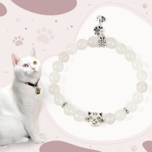 For When You Need Quiet Wisdom | White Cat White Jade Blessing Bracelet | AetherFate