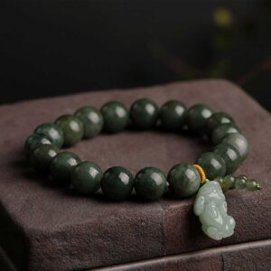 Green Jade Bracelet with Wealth-attuned - Invite Wealth & Calming Energies | AetherFate