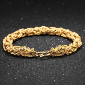 Double-Headed Golden Dragon Bracelet - Success & Fortune | AetherFate