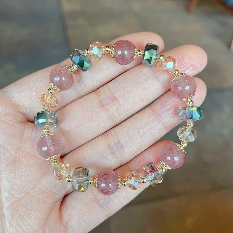 Strawberry Quartz & Crystal Bracelet | Your Quiet Daily Anchor for Soft Joy | AetherFate - Image 2